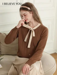 I BELIEVE YOU French Bow Loose Soft Sweater for Women 2023 Autumn Winter Y2K Vintage New Lazy Knitted Cozy Pullover 2234125239