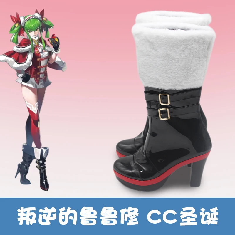 Code Geass: Lelouch of the Rebellion C.C. Buty do cosplay Czarne botki na wysokim obcasie Buty na imprezę świąteczną Halloween