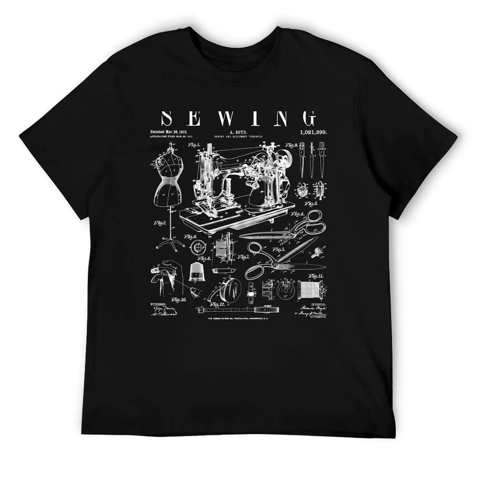 

Sewing Machine Quilting Quilter Crafter Vintage Patent Print T-Shirt g man t shirts for men man t shirt designer T-Shirt