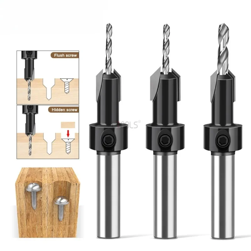 Woodworking 8-shaped Handle Countersunk Drill Sharp Cutting Guide Hole Opener Tungsten Steel Wear-resistant Woodworking Tool