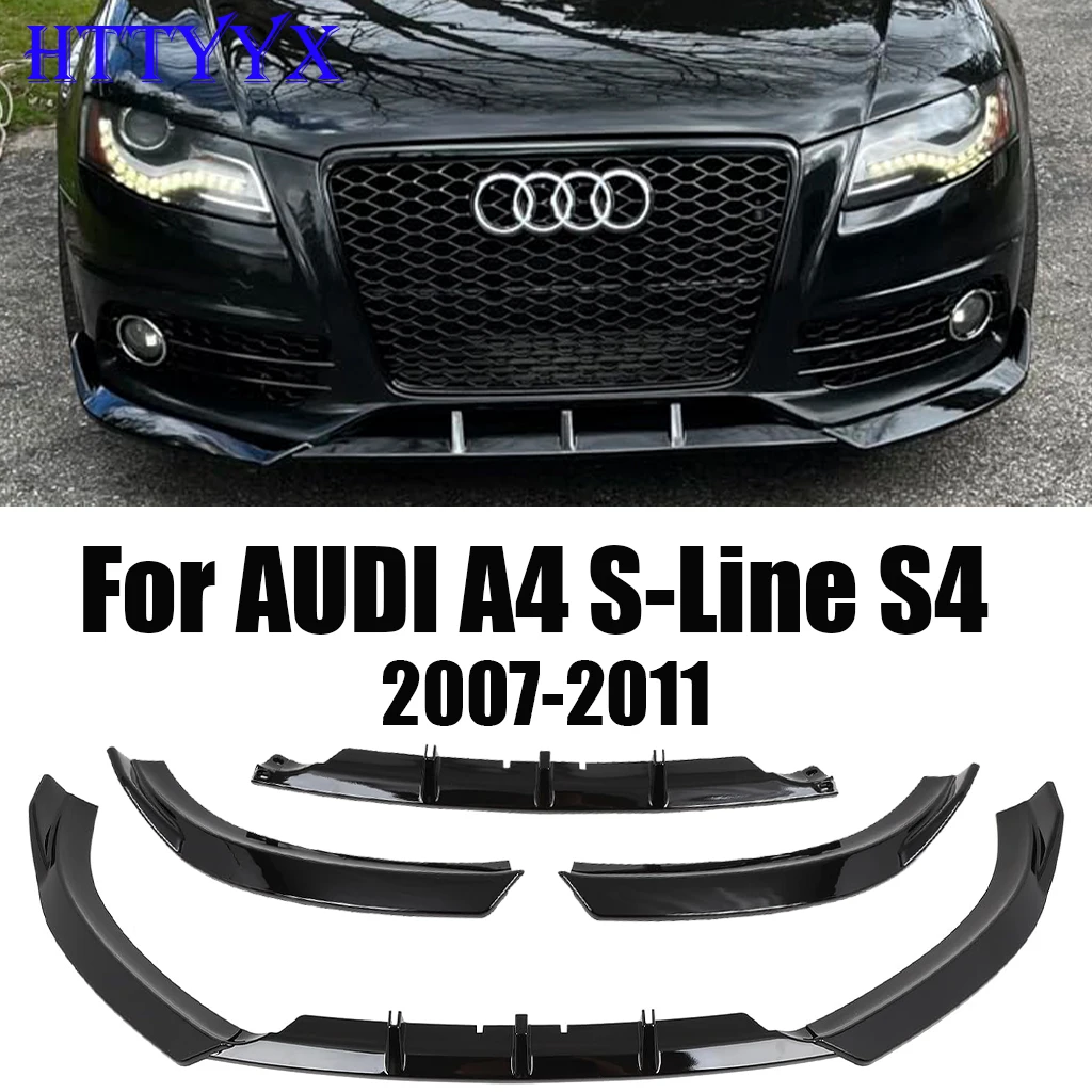 

Car Front Bumper Splitter Lip Diffuser Body Kit Spoiler Guard Fit For AUDI A4 S4 B8 8K Quattro S-Line 2007 2008 2009 2010 2011