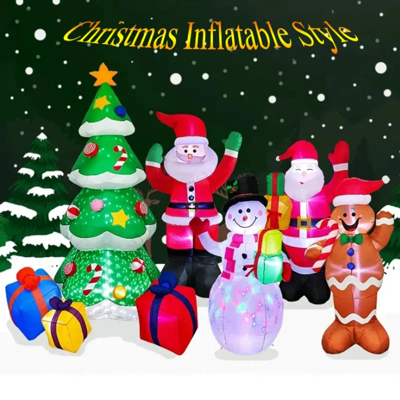 Christmas Inflatable Style Decoration Built-in LED Lights Inflatable Model Outdoor Ornament Xmas Party New Year Garden Decor