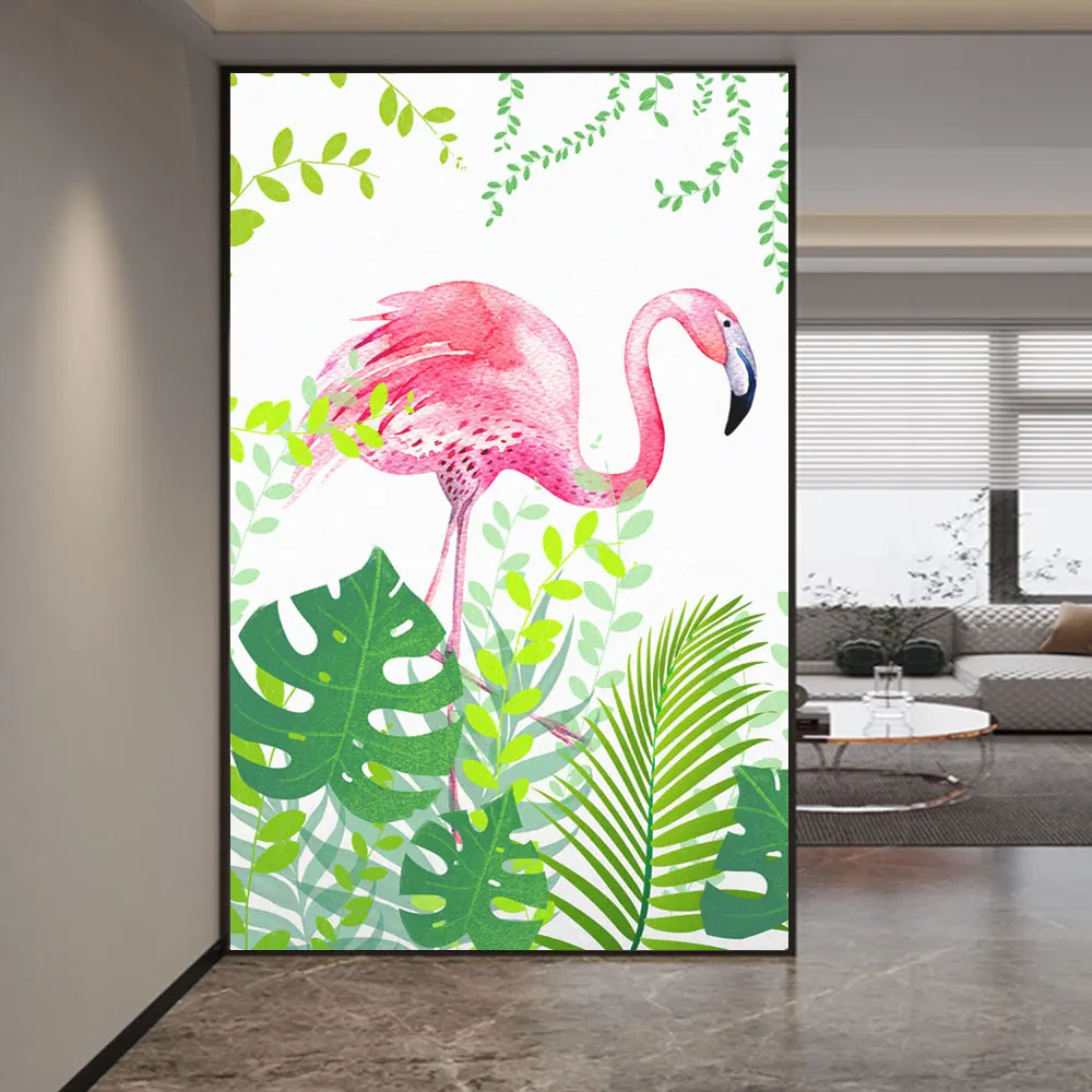 

Privacy Windows Film Anti UV Blocking Heat Control Static Cling Frosted Flamingo Window Stickers