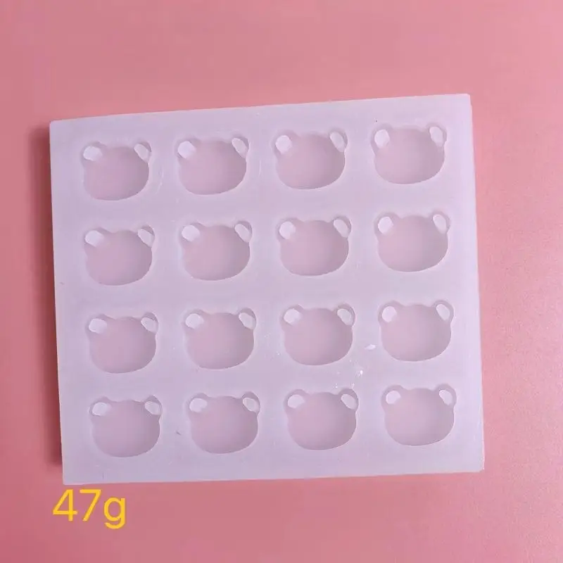 K43F قوالب تزيين سيليكون لامعة لامعة الدب الزهور المفاتيح قالب قلادة ذاتية الصنع #5