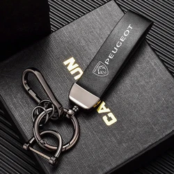 Leather Car Keychain Key Ring Pendant Gift For Peugeot 206 307 308 3008 207 208 407 508 2008 5008 107 106 205 4008 301 Accessory