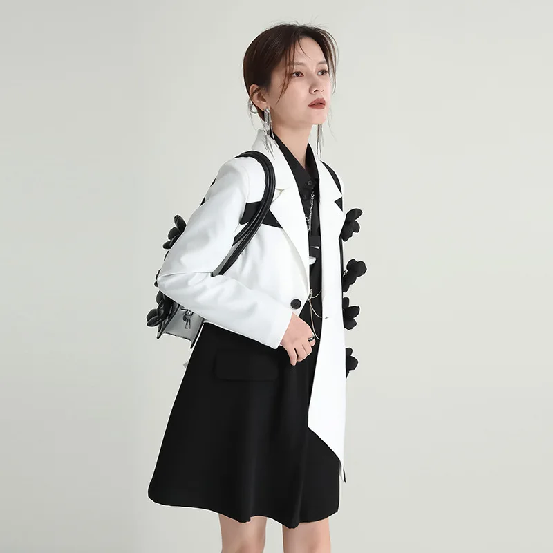 2024 Early autumn new design sense suit jacket female everything irregular thin flower small suit