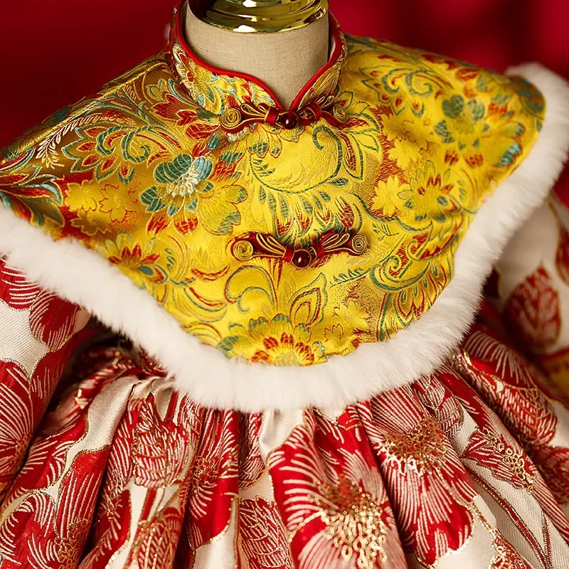 80-150 cm Chinese New Year Dress Girls Tang Suit Princess Dress Chinese Dress Baby Thick Winter Birthday Children's Cheongsams