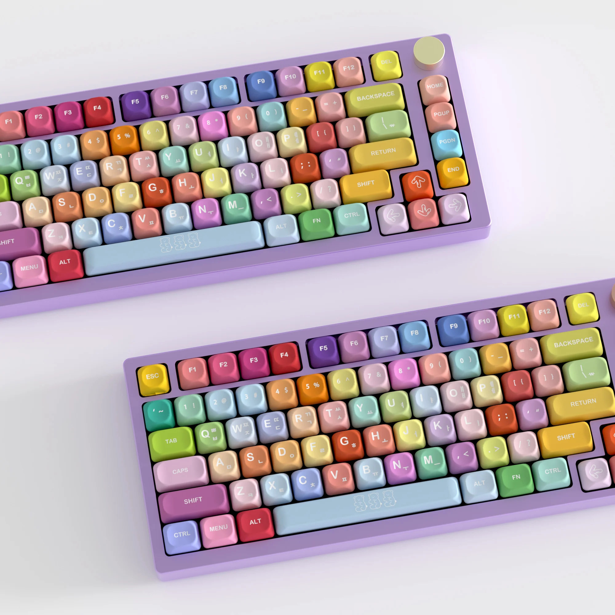 Cute Gummy Bear Five-sided Sublimation PBT Korean Keycaps Color Customized KOA Height 87