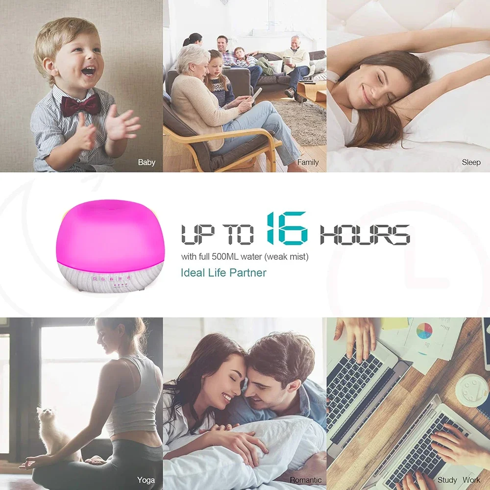 Smart Wi-Fi Essential Oil Diffuser App and Voice Control Compatible with Alexa 500ml Aromatherapy Humidifier F in Home Office
