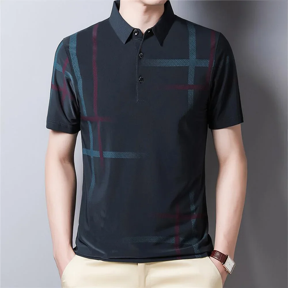 

Business Casual Men's Polo Shirt 3D Stripe Print Top Fashion Lapel Short Sleeve Clothing Summer Oversized Casual Polo Shirts 5XL