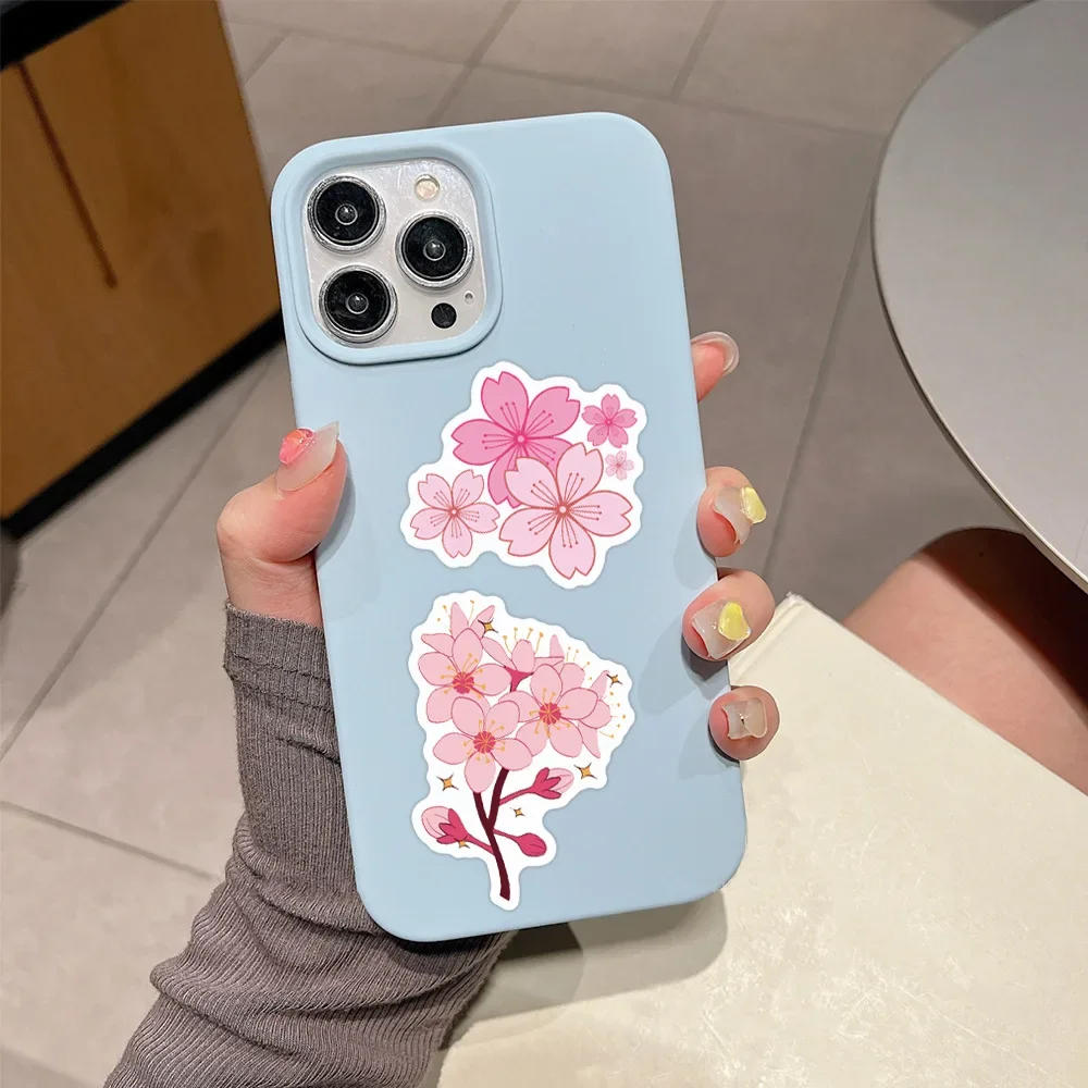 55PCS Pink Cherry Blossom Cartoon Graffiti Sticker Notebook Guitar Fridge Skateboard Waterproof Sticker Classic Kid Toys Gifts