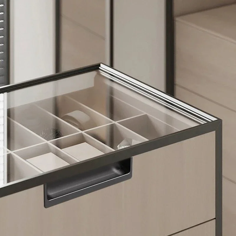 الجلد الملمس مشقوق جزءا لا يتجزأ من مقبض باب الخزانة الفاخرة ضوء Morandi نفس اللون الظلام زر مقبض درج مقبض كابينة الباب