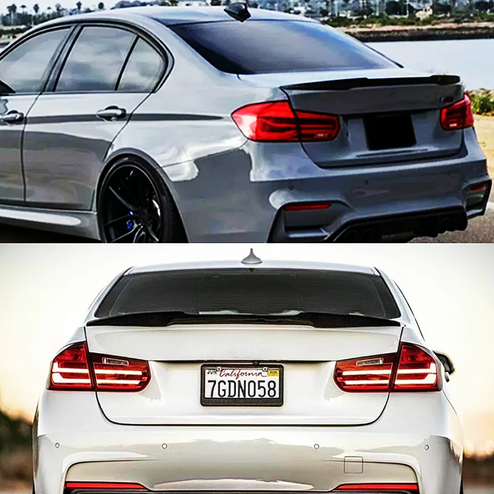 For BMW 3 Series F30 F35 320i 325i 330i M3 M4 MP PSM Style ABS Black Carbon Car Rear Trunk Lid Spoiler Wings Tuning Accessories