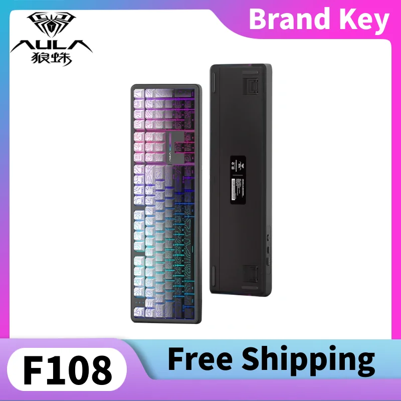 

AULA F108 Wireless Mechanical Keyboard - Hot-swappable Custom Linear Axis PBT Side-engraved Keycaps Wired Gaming Keyboard