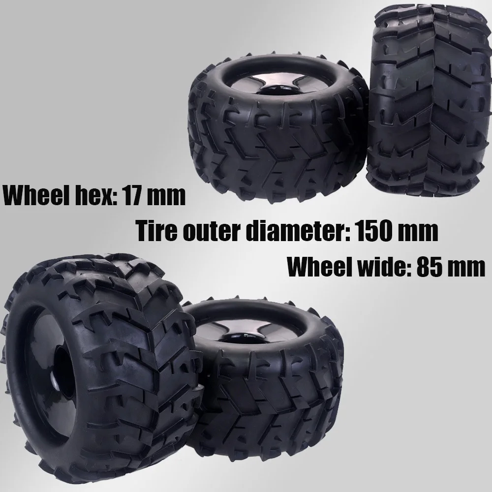 2/4PCS 17mm Hub Hex 150mm wheel tires for Redcat Hsp Kyosho Hobao Hongnor 1/8 Truggy Monster Truck Truggy