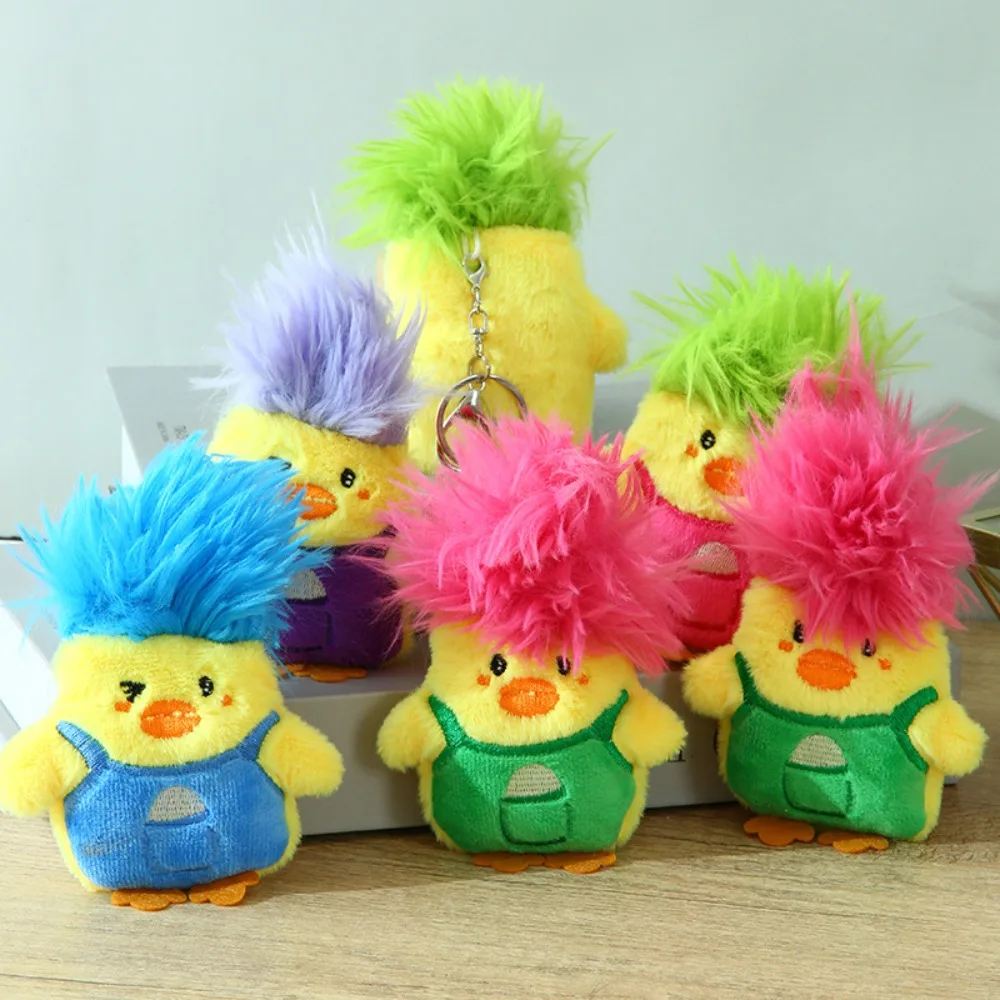 Porte-clés canard en peluche en coton PP créatif, ornements d'animaux, porte-clés VPN, cheveux actifs, jaune doux, pendentif au beurre, cadeau