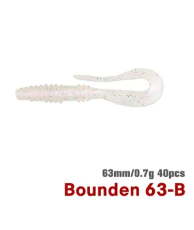 TSURINOYA 40pcs Grub Vissen Lokken 63mm 0.7g Licht Spel Ajing Kunstmatige Zacht Aas Bass Voeg Garnalen zout Siliconen Swimbait Visgerei