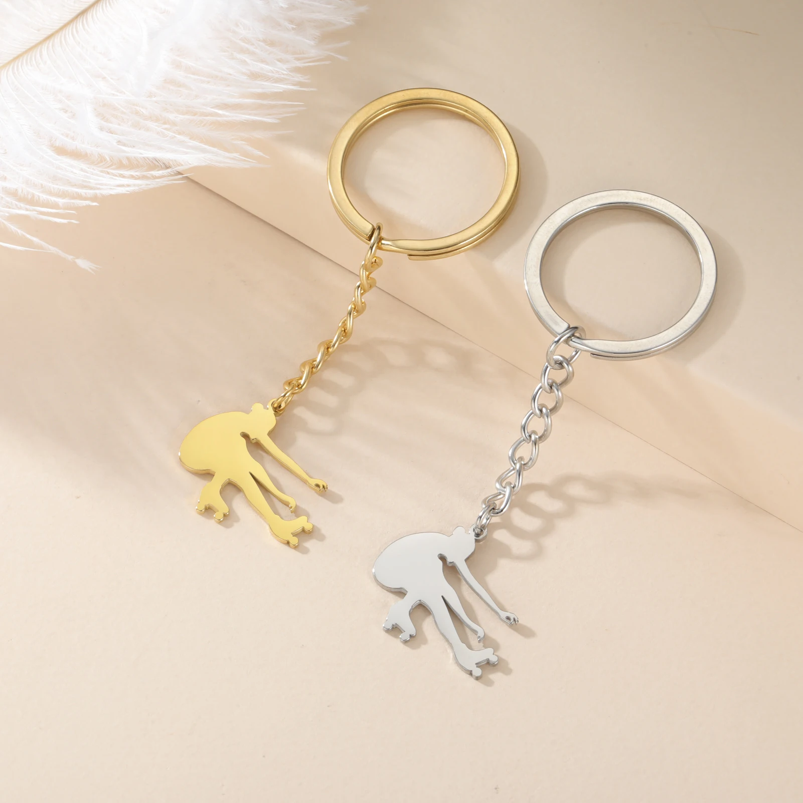 COOLTIME Eiskunstläufer Schlüsselanhänger Edelstahl Rollschuh-Sport Anhänger Schlüsselring Schmuck Geschenk Trend – Detail 6