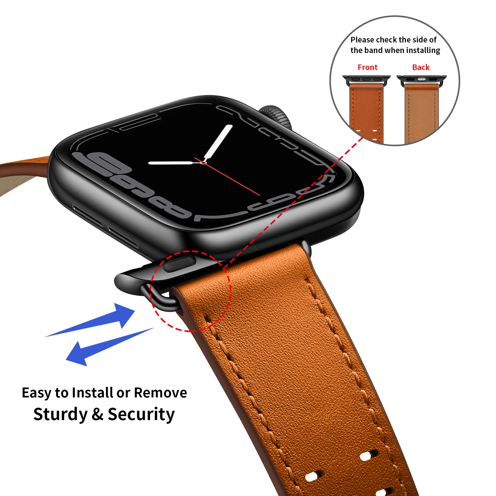 Premium Leather Strap For Apple watch band 49mm 45mm 41mm 44mm 40mm 42mm Business Classic Wristband iWatch Ultra 8 7 6 5 4 3 SE