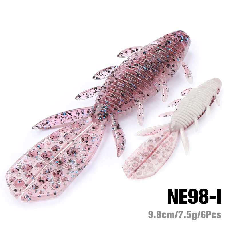 Tsurinoya 9.7Cm 7.5G 6Pcs Garnalen Zachte Vissen Lokken Nebula Voeg Zout En Garnalen Kunstmatige Sicilion Soft Baits vissen Rig Visgerei