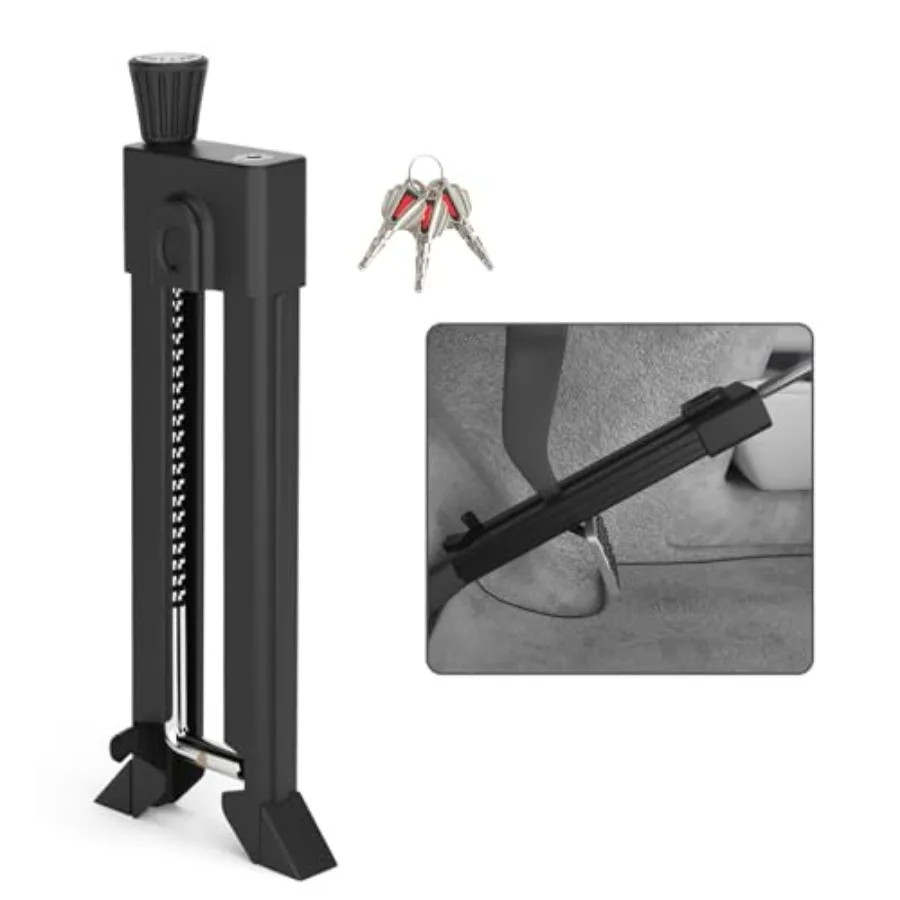 

Brake Pedal Lock Anti Theft Car Device Universal Car Security with 3 Keys for Auto SUV Van W35 Black