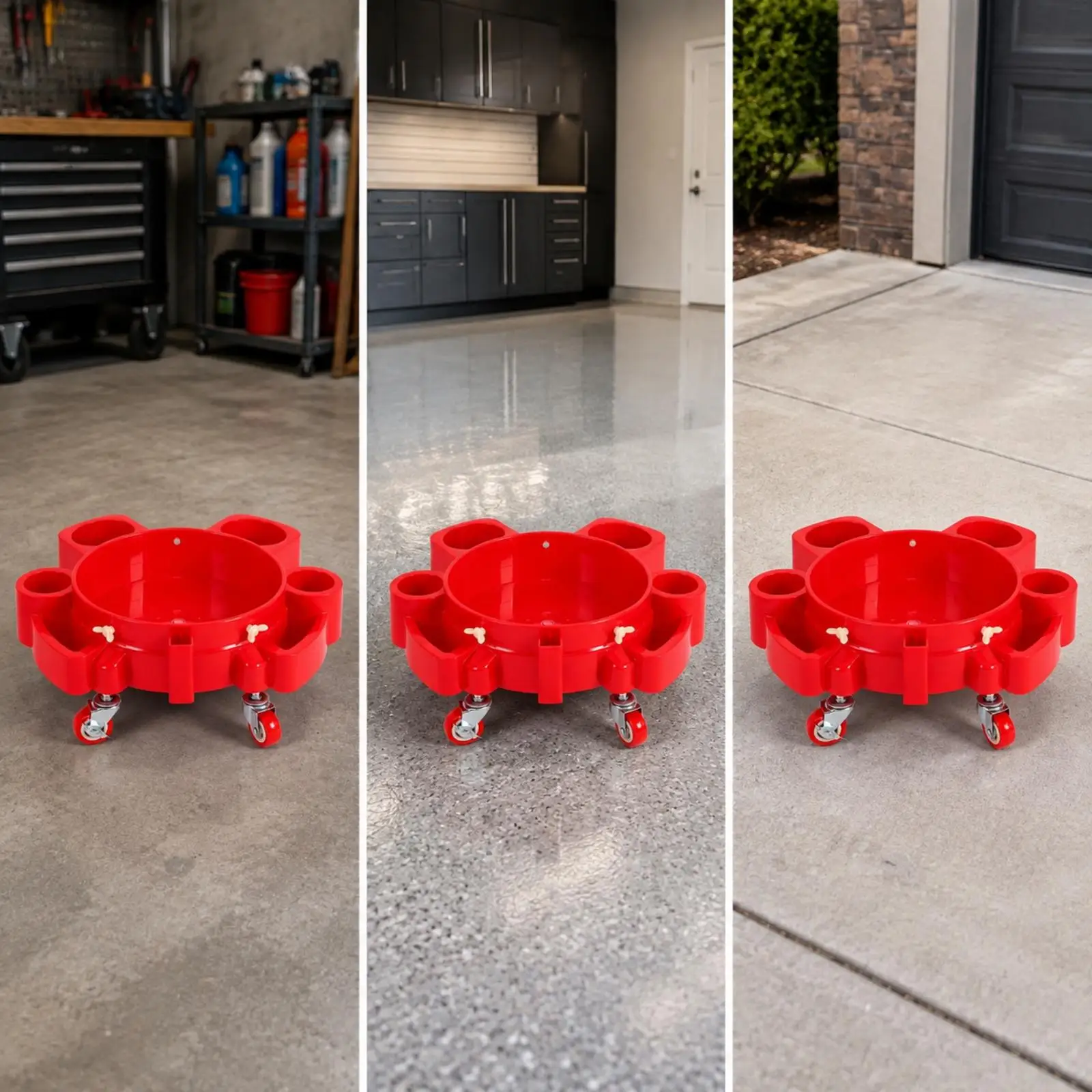 Rolling Car Wash Bucket Workstation with Swivel Wheels for Garage Tool Storage Caddy