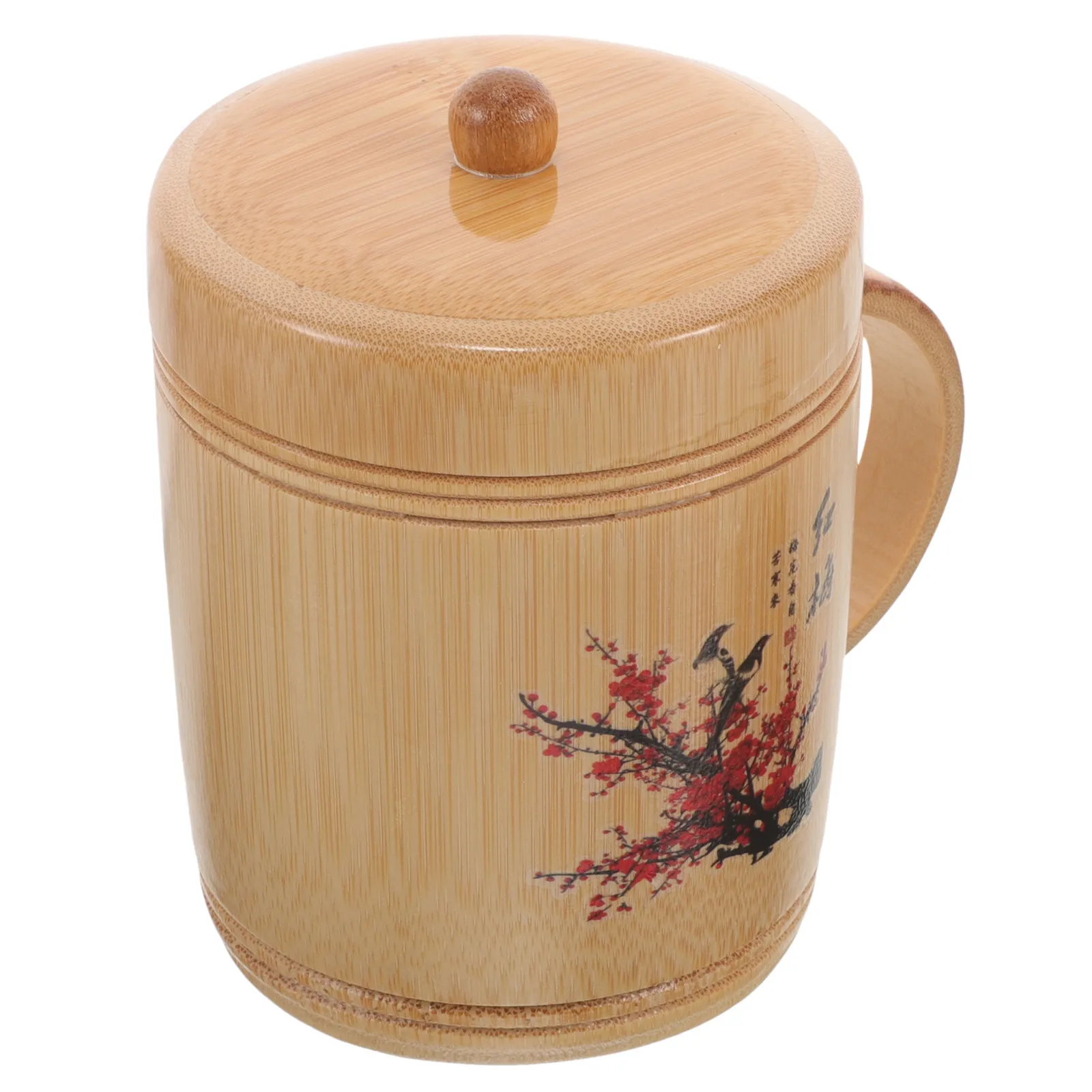 Bamboo Coffee Mug with Handle Smooth Edges Chic Design for Men Father Husband Gift Tea Hot Chocolate Milk Beer Beverage Bamboo