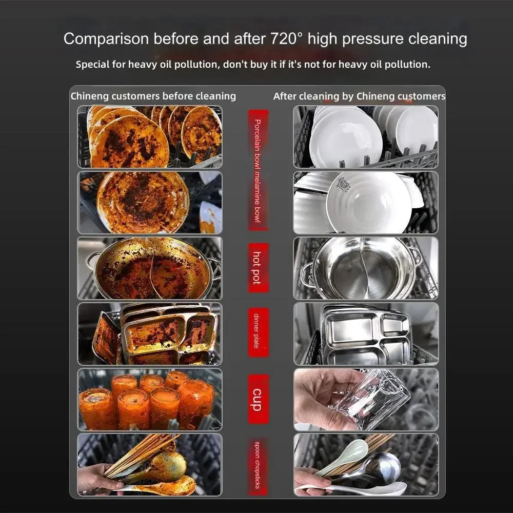 lavastoviglie commerciale Pulizia ad alta temperatura da 95 gradi Lavastoviglie per pulizia ad alta pressione da 720 gradi