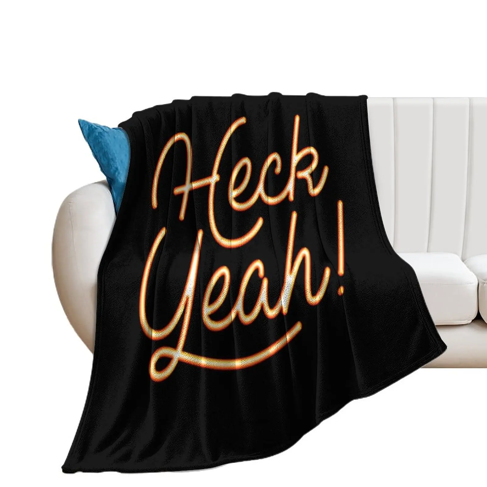 Heck Yeah! Glowing Neon Sign Typography Design Throw Blanket Warm halloween Extra Large Throw heavy to sleep Blankets