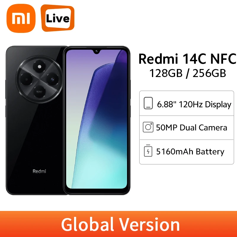 Global Version Xiaomi Redmi 14C NFC Smartphone MTK Helio G81-Ultra 6.88