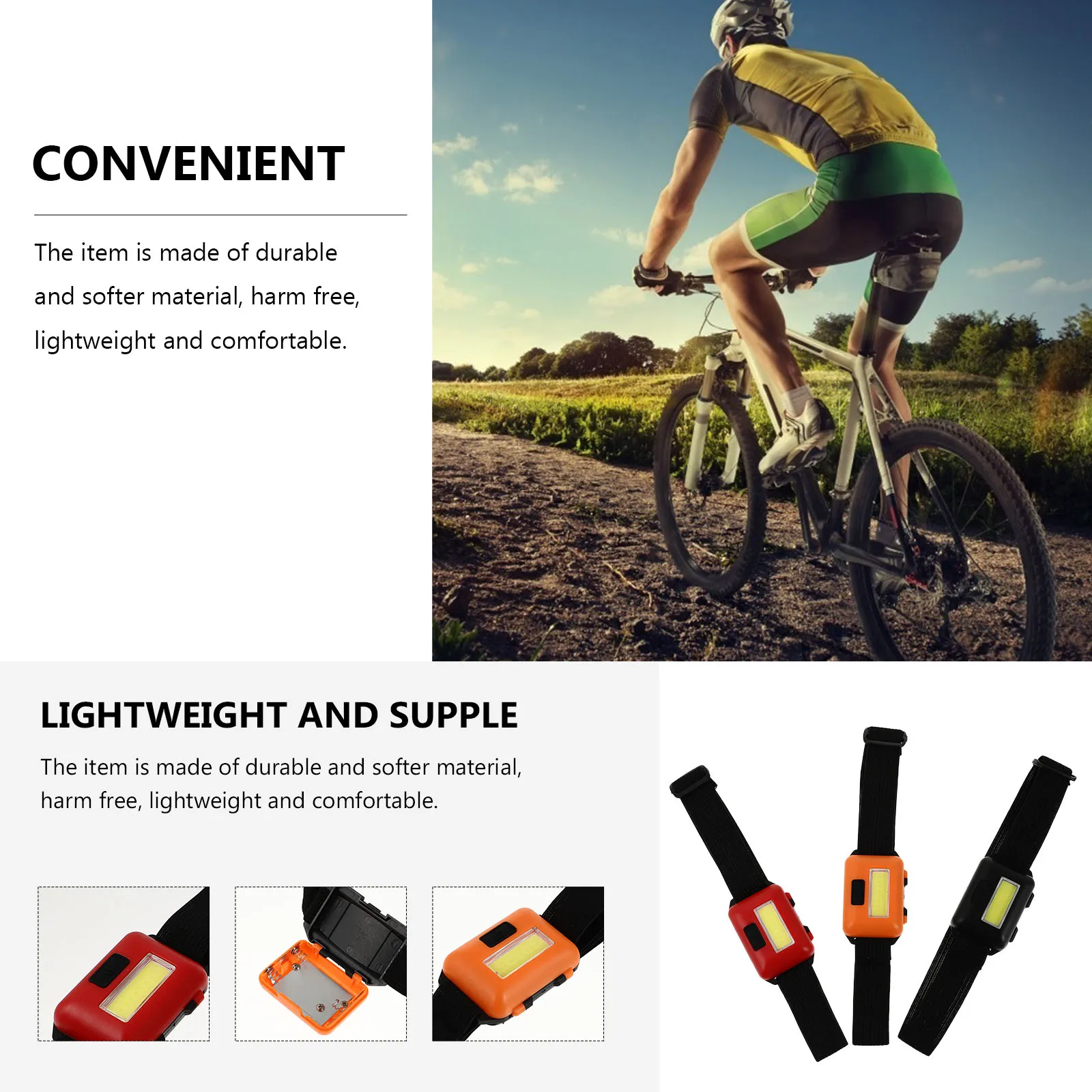 

3 Pcs Headlamp LED Night Running Light Outdoor Hiking Chargeable Fishing Camping Tool Polyester Webbing Portable Lighting