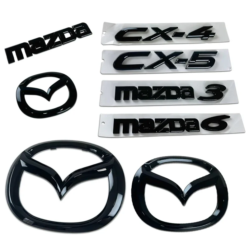Kunststoff Auto Vorderen Kofferraum Emblem für Mazda 3 6 CX-4 CX-5 Lenkrad Abzeichen 3D Ersetzt Aufkleber Hinten Schwanz Umrüstung Dekoration