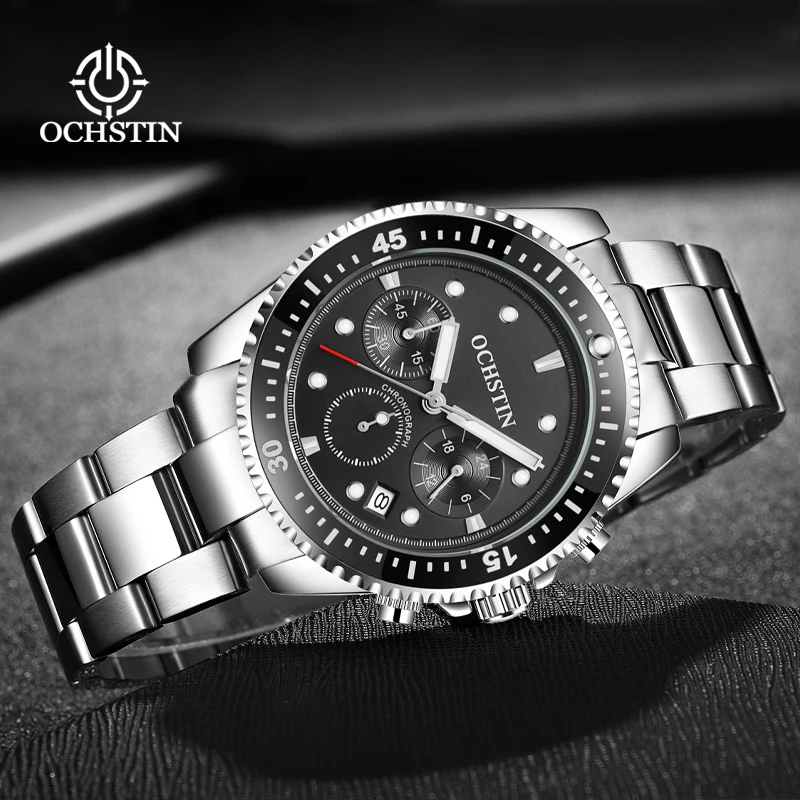 OCHSTIN Man Long-lasting Corrosion-resistant Steel Band Premium All-match Nautical Business Watch Multifunctional Quartz Watch
