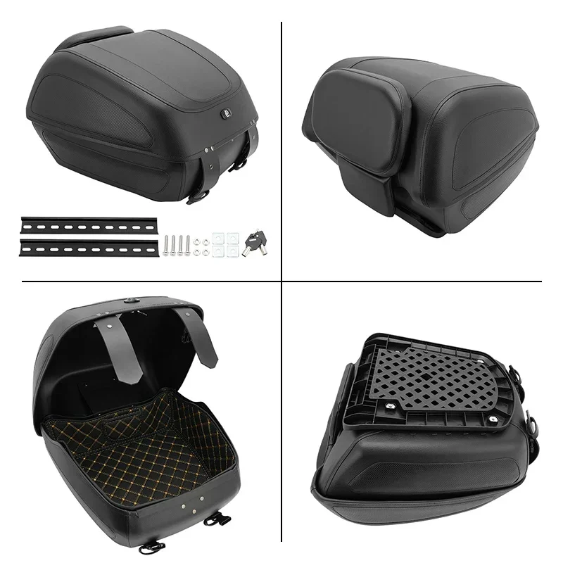 Motorcycle Trunk Case Tail Case Box Liner Top Case with Soft Backrest Rear Luggage Tool For Harley HONDA YAMAHA Universal