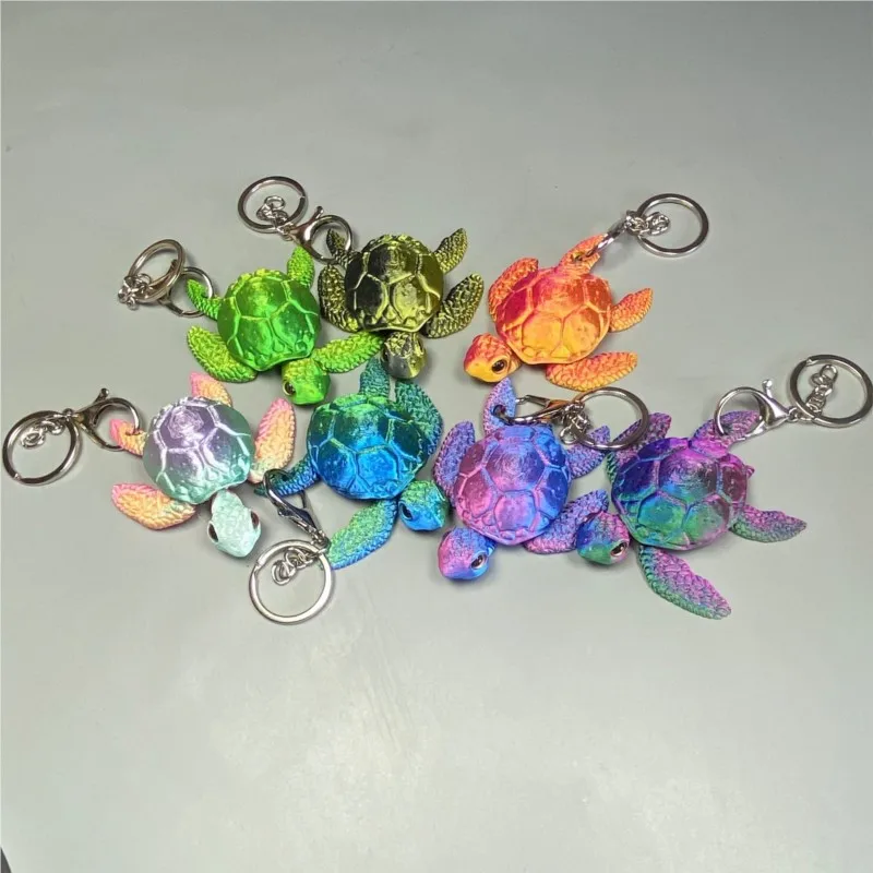 3D Printed Simulated Sea Turtle Model Keychain Pendant Articulated Sea Turtle Toys Handbags Car Keychain Pendant Children's Toys