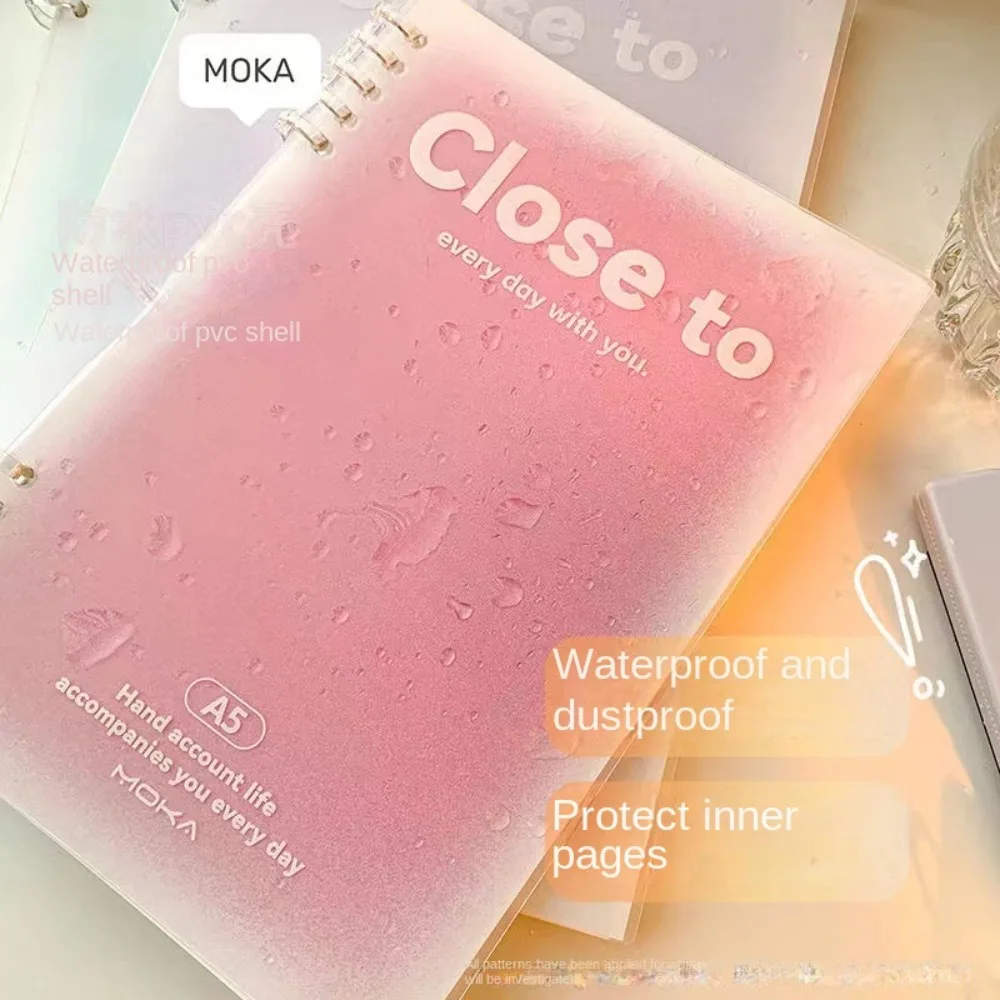 

Simple Stationery A5/B5 Binder Notebook Horizontal Line PVC Cover Kawaii Loose-Leaf Notebook Gradient Color 60 Sheets