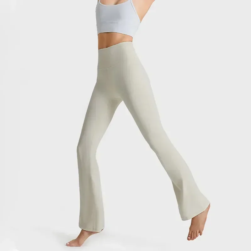 Groove, weites Bein, ausgestellte lange Hose für Damen mit hoher Taille und hüfthebender, elastischer, lässiger Fitness-Übungs-Yogahose