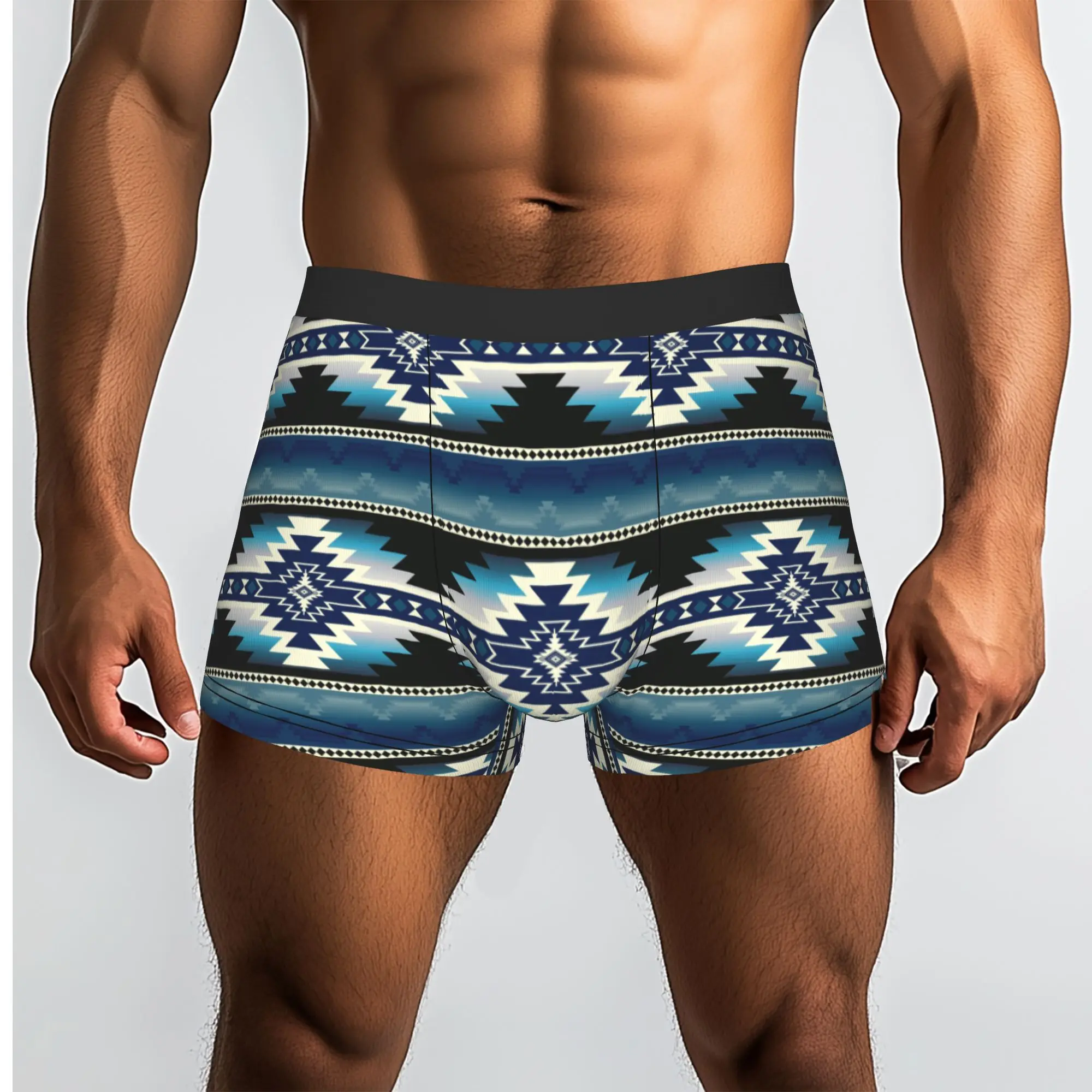 Customized Southwestern Aztec Navajo Pattern Native American Underwear Men Print  Boxer Briefs Shorts Panties Soft Underpants