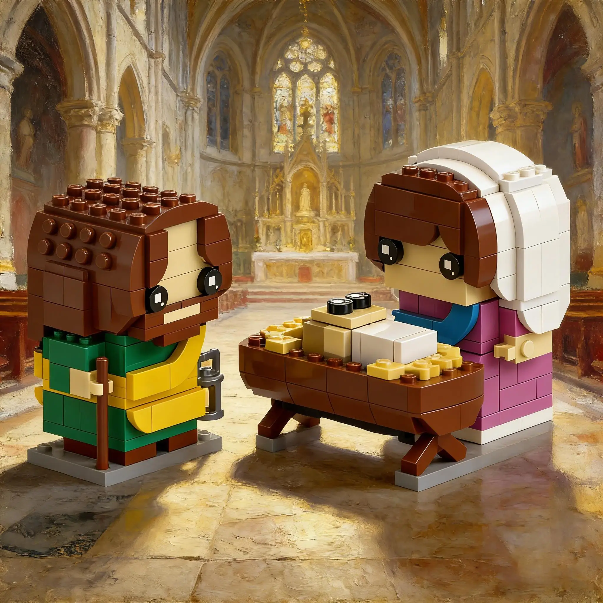 

Конструктор MOC «Рождение Иисуса: Сын Божий» с крестом, модель «Рождественская сцена», креативная фигурка Иисуса-Навальника с квадратной головой, коллекционная фигурка