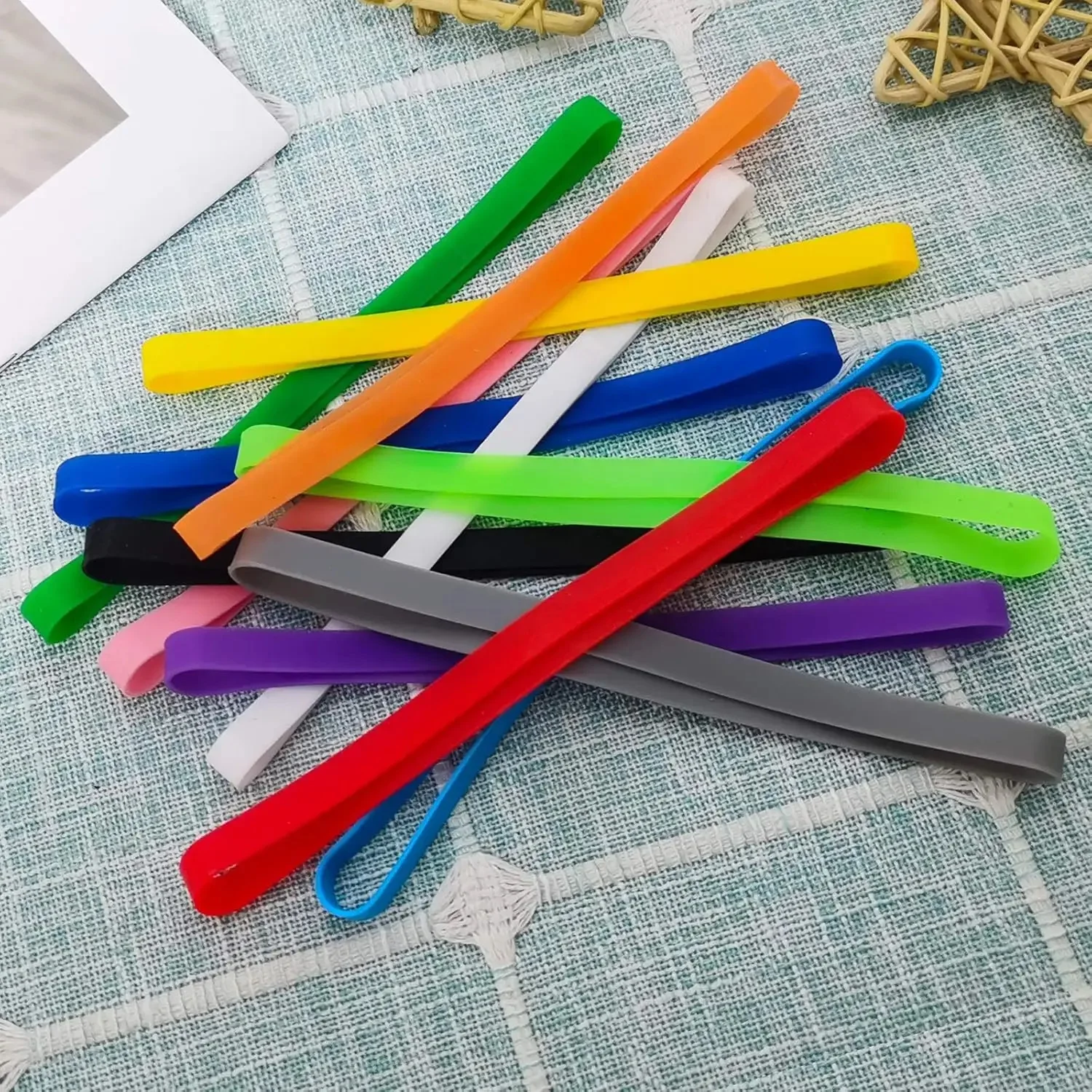 200PCS 240*8MM Factory Wholesale Soft Elastic Silicone Band High Temperature Resistance Rubber Bands Wrapping Bands For Binding