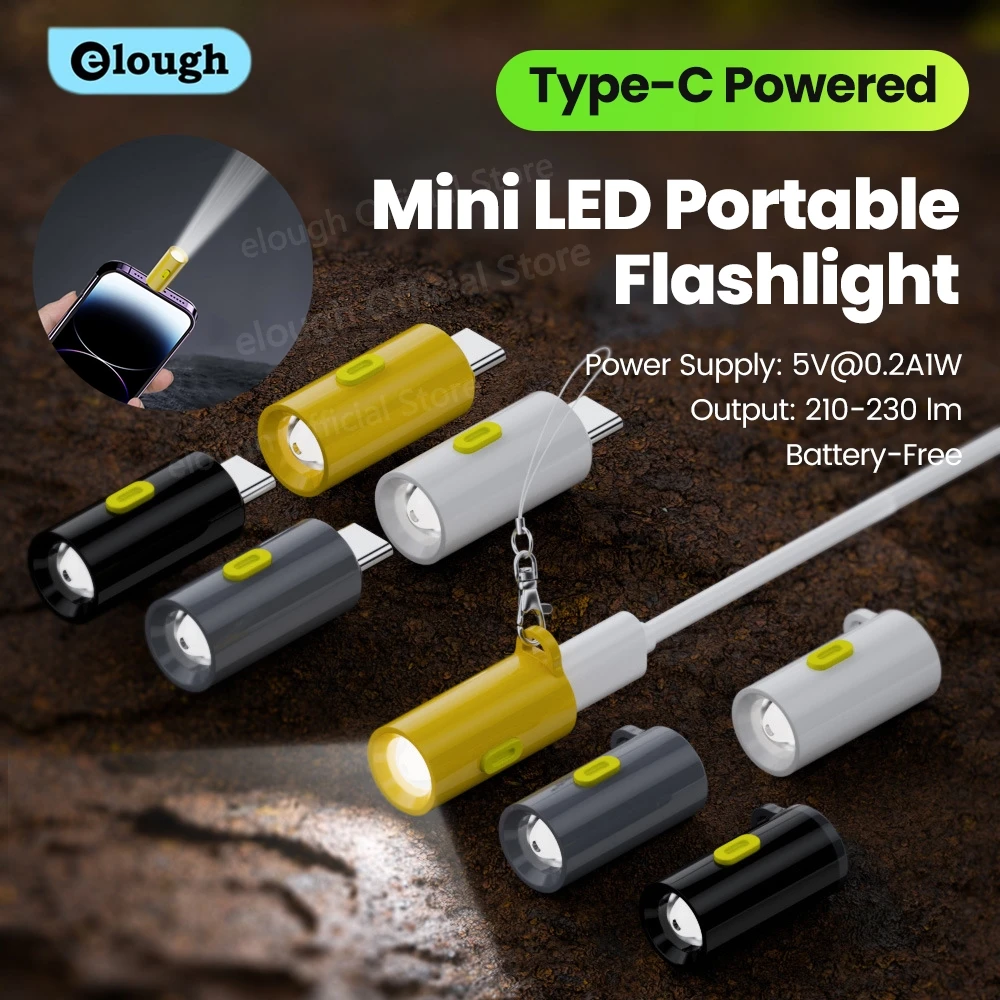 【セール中】ミニタイプC充電式LED懐中電灯USB C充電強力な光ポケットキーホルダー懐中電灯アウトドアハイキングキャンプ照明