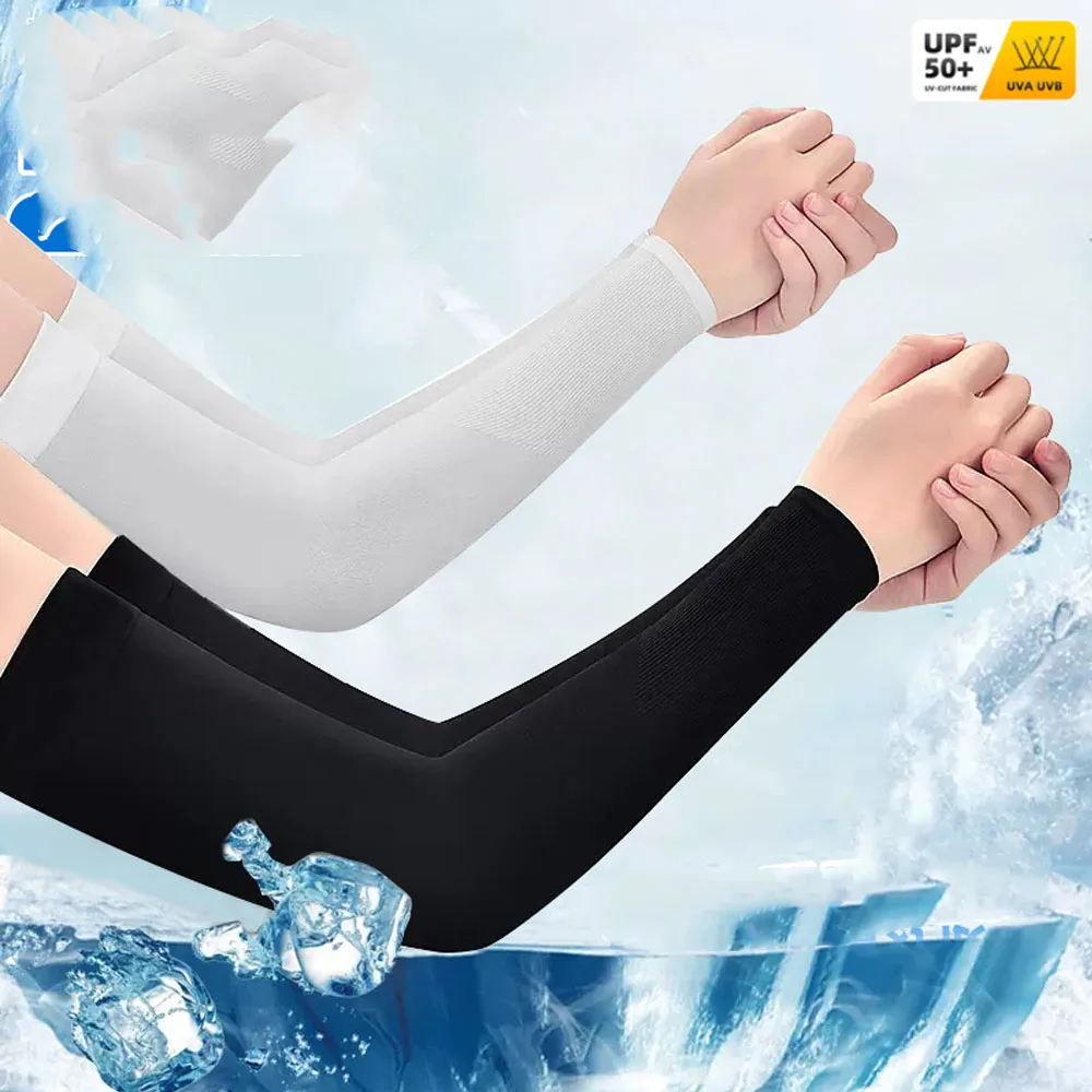 Zomer Cycling Cooling Ijs Zijde Arm Cover Anti-uv Arm Mouwen Lopen Outdoor Sport Zonwering Vrouw Mannen Vingerloze Handschoenen