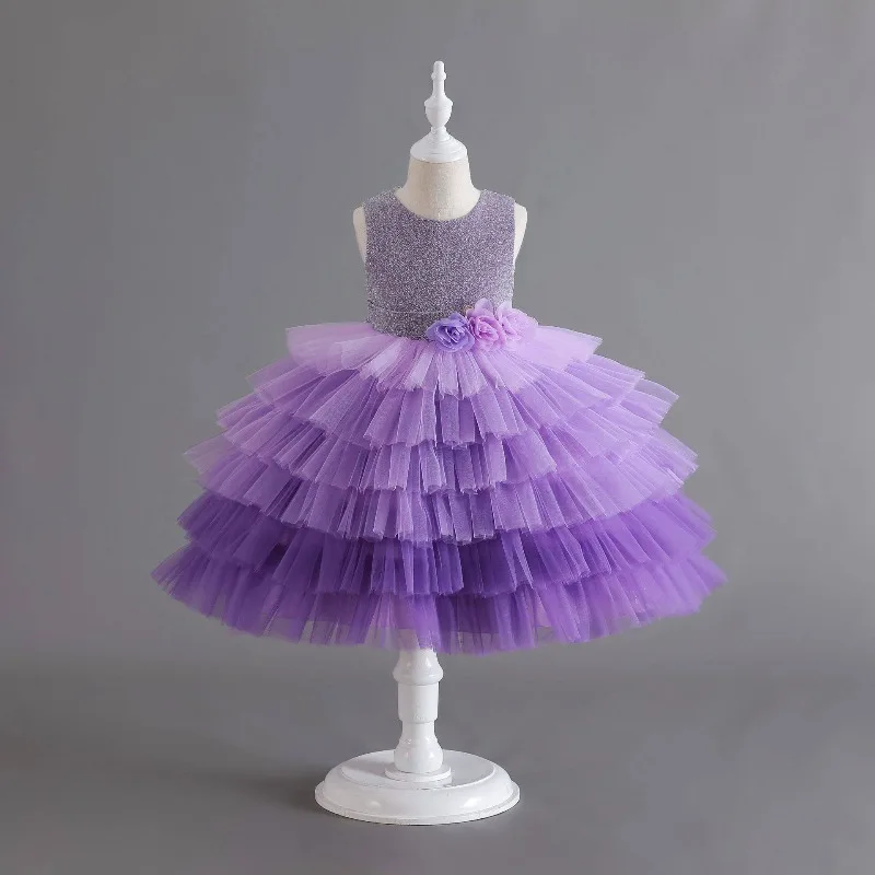 Children's dress princess dress new gradual change fluffy yarn girls kindergarten performance clothes