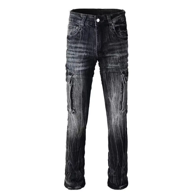 Jeans Denim Melar Pria untuk Pria Celana Klasik Fashion Lurus Kasual Ramping Sederhana Jeans Denim Kargo Celana Panjang Ala Jalanan Harian