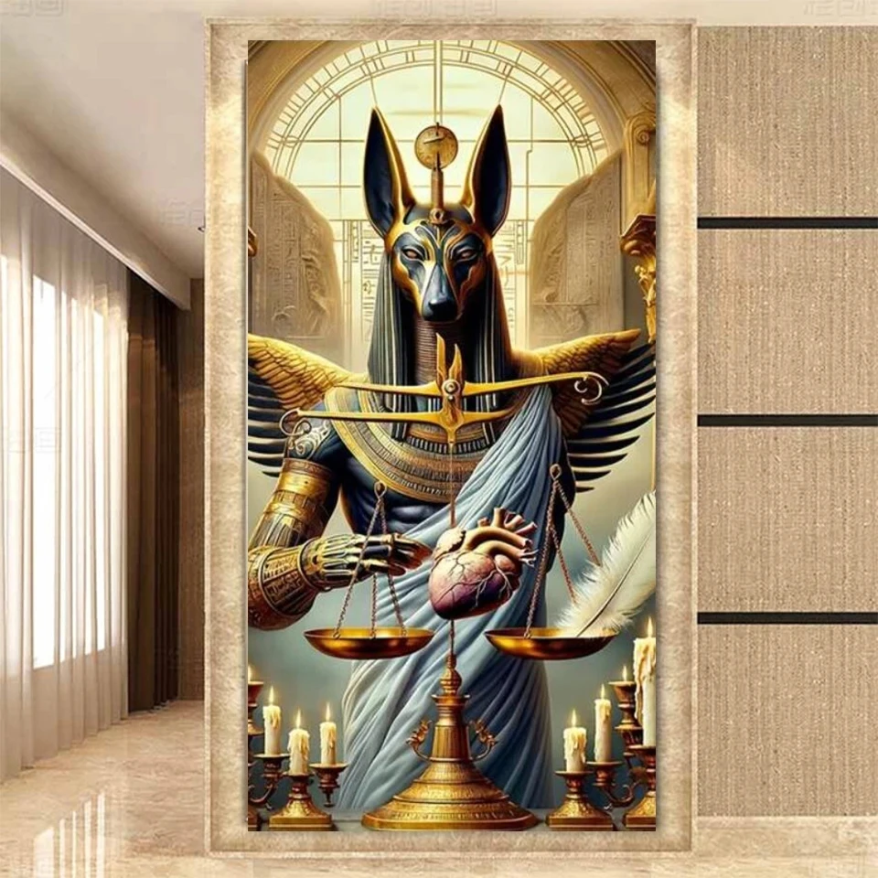 Anubis balance heart diamond painting new 2025 Full Square/Round Diy Diamond Mosaic Jewelry cross stitch Egypt Home Decor