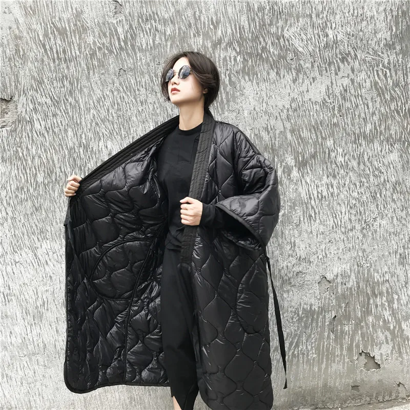 LANMREM 2024 New autumn And Winter Japan Styles Batwing Sleeves Loose Big Size Cotton-padded Coat Women Windbreaker JD18601