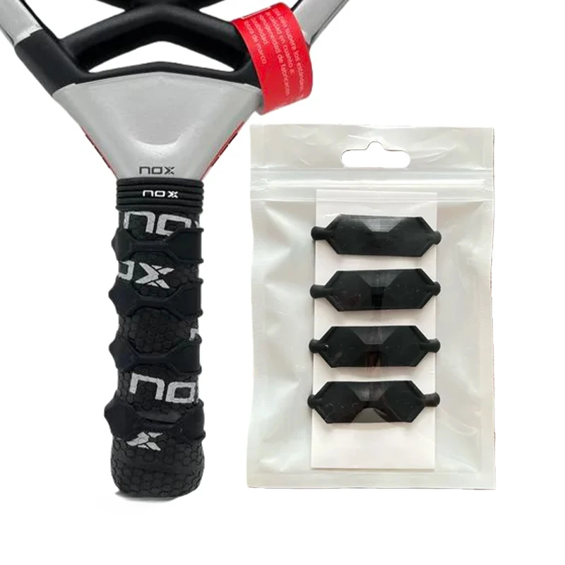 Tennisschläger-Griffverbesserungsringe, 4 Farben, Erhöhen die Reibung und Reduzieren Vibrationen, Silikonmaterial, 4er-Pack, Padel-Zubehör G