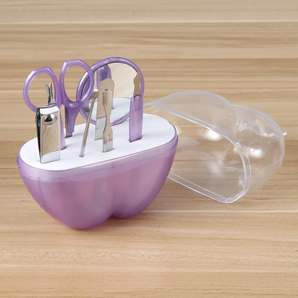 8 قطعة 8 في 1 الفولاذ المقاوم للصدأ مسمار كليبرز مجموعة مانيكير باديكير عدة للسفر أدوات التهيأ مع ملف مرآة الملقط