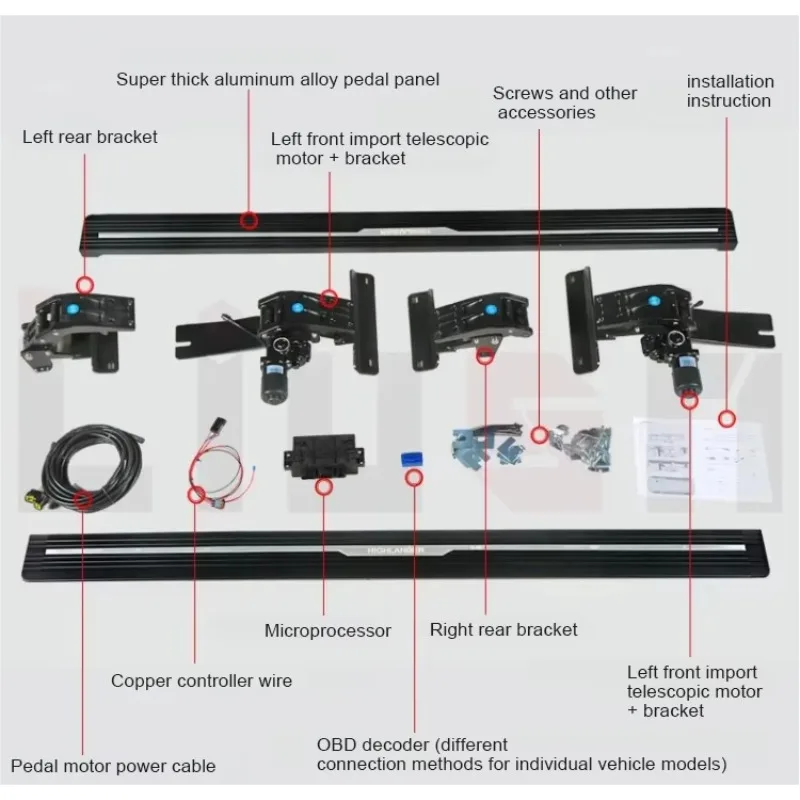 APP Control Color Adjustable Anti-Pinch Automatic Retractable Electric Side Step Anti-Slip Heavy Duty SUV Running Board