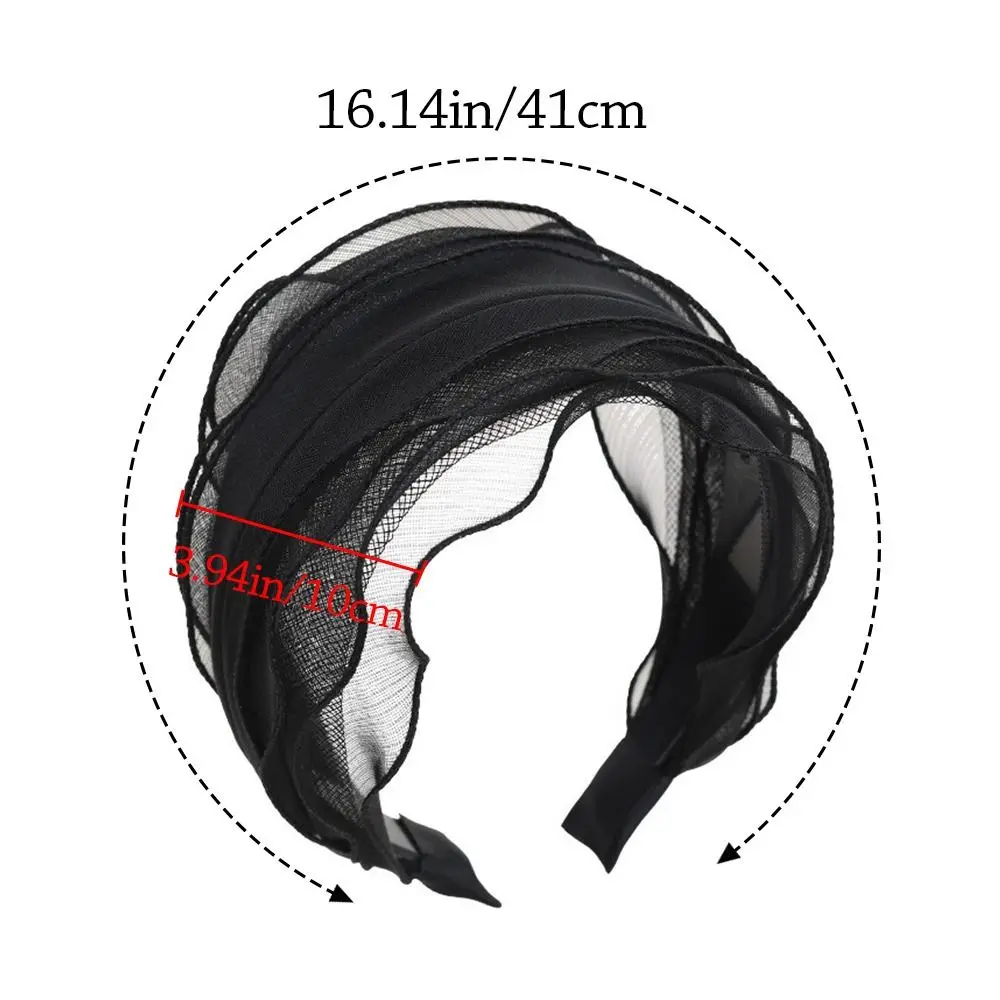 Fashion Wide Hair Hoop Non Slip Sweet Lace Hairbands Organza Yarn Elegant Hair Accessories for Women Girls - view 6